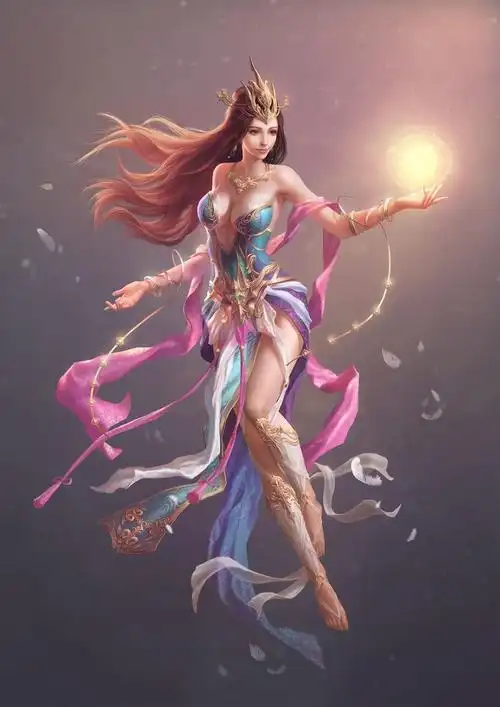 插画中国风古装3d古风美女黄金比例身材