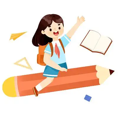 素材学生人物和书本扁平开学季人物元素卡通png素材开学季辅导班元素