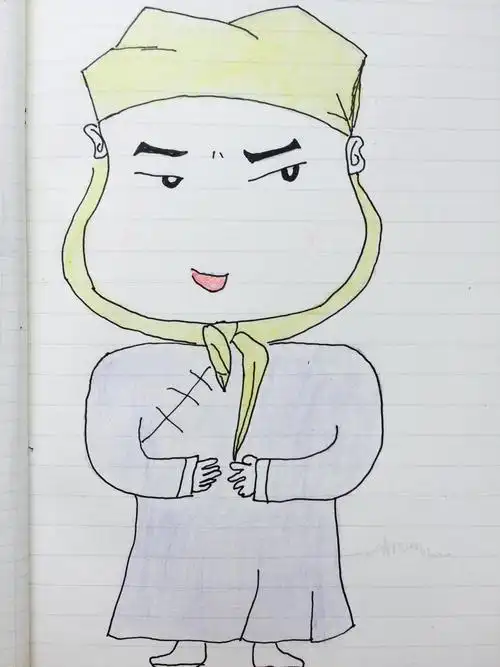 手绘q版小岳岳简笔画