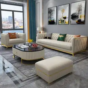 轻奢科技布沙发现代简约小户型客厅家用布艺拼色2020新款组合家具