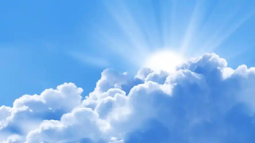 天空,洁白的云朵,阳光 壁纸