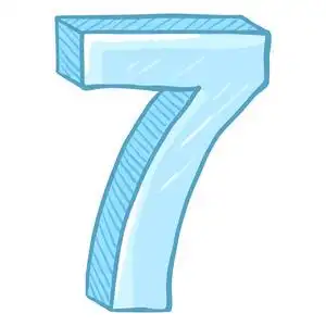 卡通阿拉伯数字动画片冰数7在白色背景被隔绝了照片
