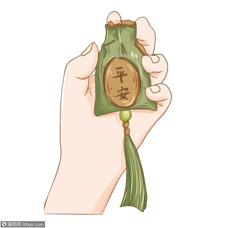 免抠元素 手绘/卡通元素 地震手握平安福袋.psd