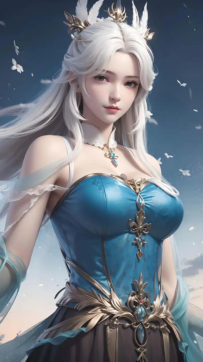 完美世界国漫女神雪琳ai手机壁纸:绝代美女银凰