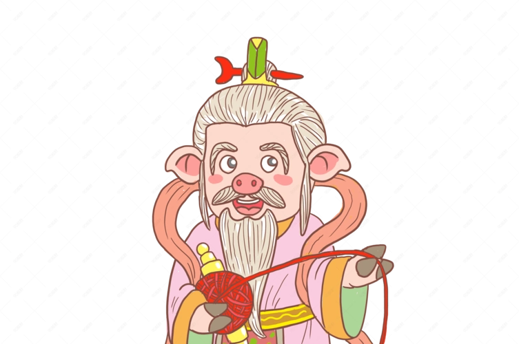 猪年2019年卡通手绘月老猪