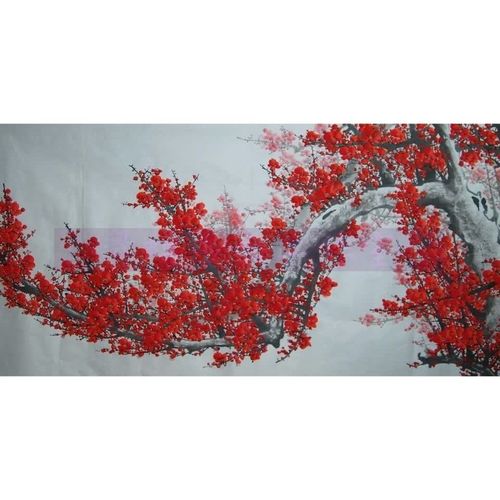 美院纯手绘国画八尺梅花红梅报春图办公室客厅装饰画花鸟画写意画