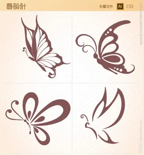 蝴蝶剪影矢量图图片