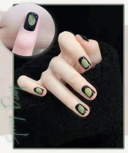 30 款巨好看ins美甲!清爽显手白,短甲也能做!_图片_来源_绿色