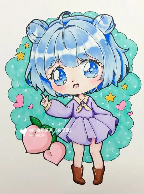 动漫  #绘画  #q版  #马克笔  #线稿  #q版人物  #寻找小红书绘画