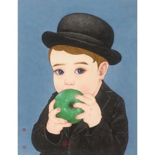 那小先《吃苹果的马格利特》/50x28cm/艺术微喷版