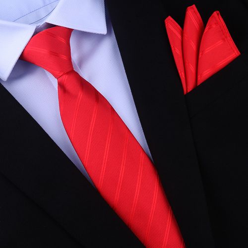 正装西装商务男士免打懒人 (8cm手打-需要打结)酒红领带 口袋巾【图片
