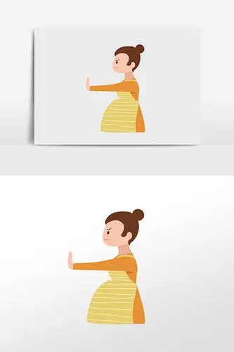 橘色简约扁平孕妇禁止动作元素插画
