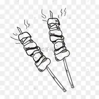 卡通手绘美味的烤肉串