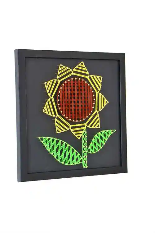 向日葵 钉子绕线画diy材料成品 毛线缠绕画手工课装饰画纱线弦丝