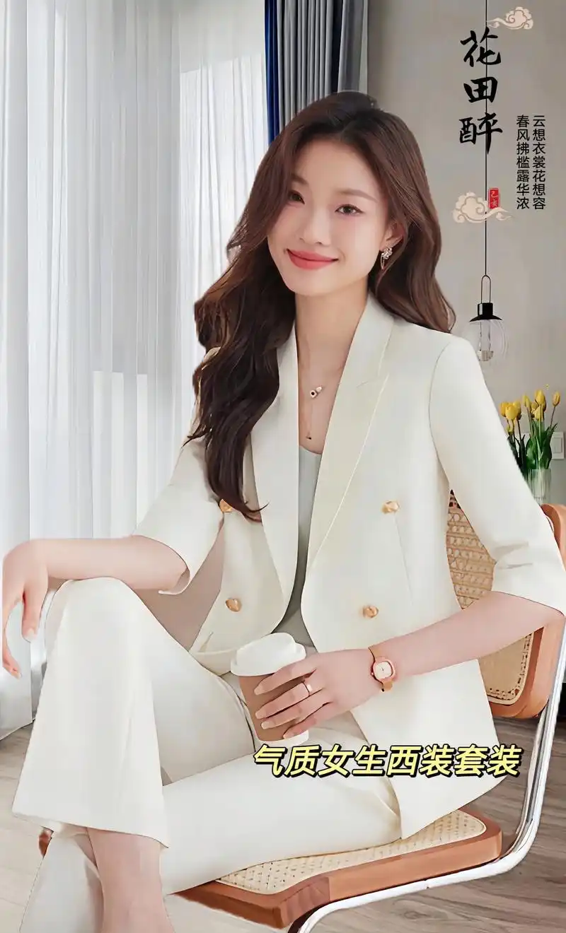 白色西装套装女2024春夏新款气质女神范高端小个子职业服两件套