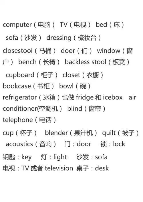 家中常用英语单词doc