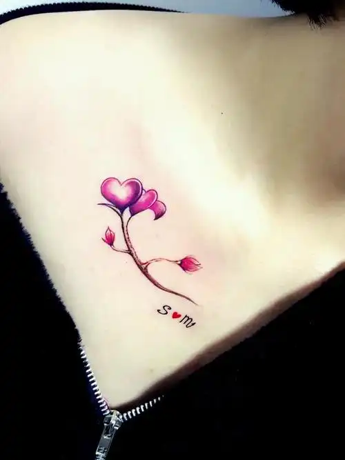 胸口小花_纹身图案手稿图片_马莉的纹身作品集