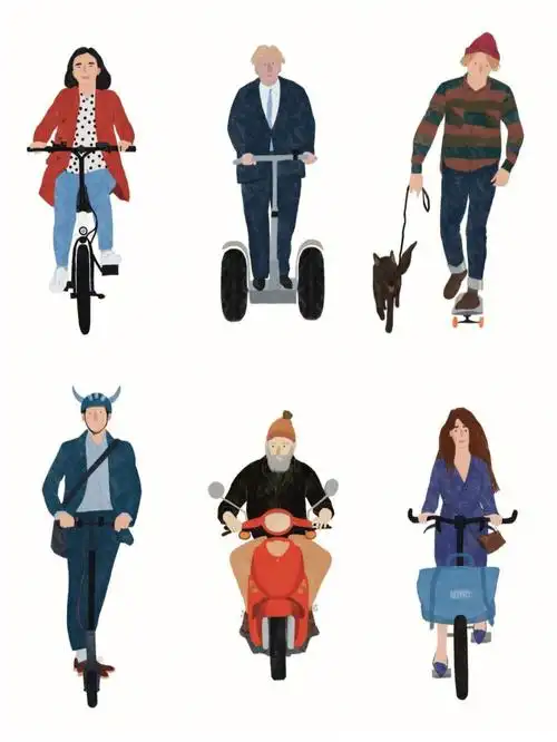 素材分享一组手绘骑行人物素材60