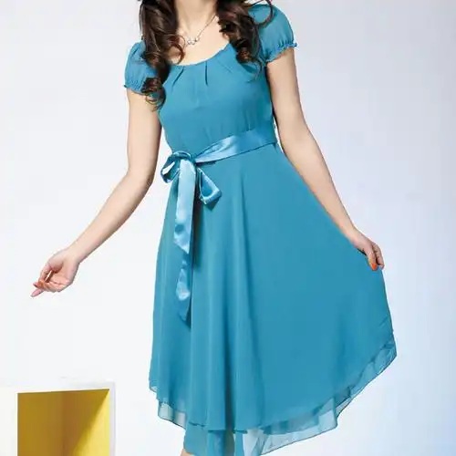 韩东衣舍 夏装热卖连衣裙 女装时尚短袖雪纺连衣裙dx513bd24p937 黑色