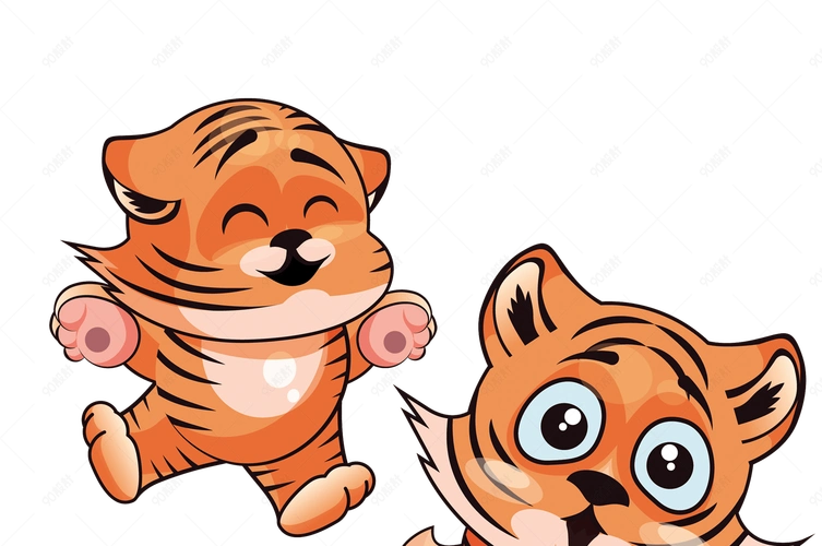 卡通兴奋的小老虎