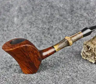 newbee/鲜蜂 石楠木烟斗自由式手工打磨竹节斗612无滤芯烟丝斗