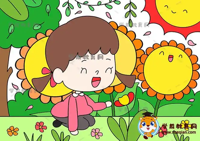 寻找春天儿童画获奖作品教程,7-9岁最简单的春游绘画图片大全 - 学前
