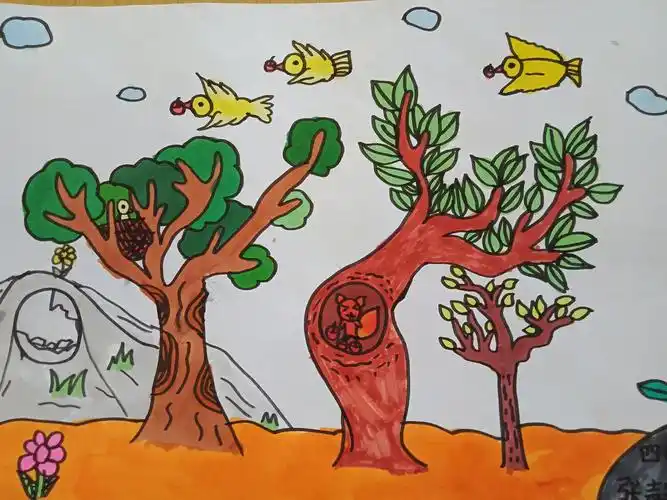 四年级美术课堂《千姿百态的树》作品展播