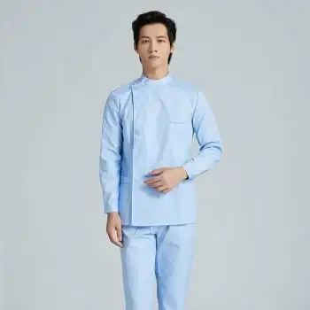 牙医口腔科医生工作服冬季男护士服短袖分体套装白大褂短款长袖立领一