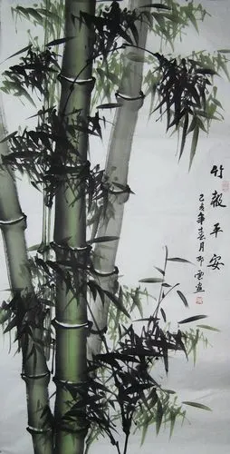 字画手绘国画竹子横幅装饰画中堂竹报平安