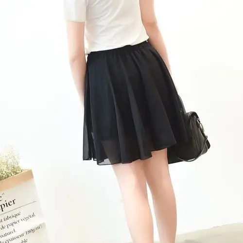 短裙女夏2018新高腰雪纺阔腿裤学生韩版宽松显瘦半身裙短款百褶裙_7折