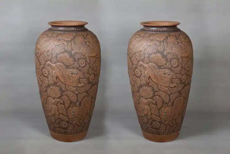 原创宜兴均陶堆花艺王中国陶瓷艺术大师李守才