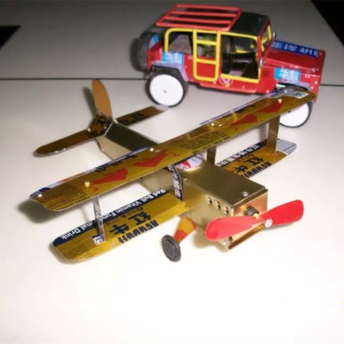 易拉罐手工材料易拉罐diy废物利用创意材料飞机成品变废为宝幼儿园