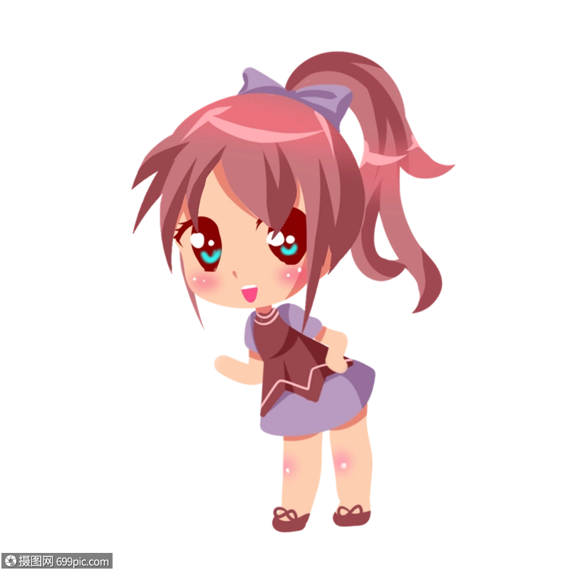 扎马尾辫的女孩q版手绘