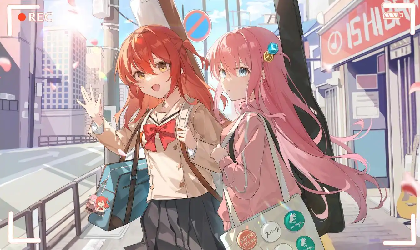 二次元# 画面中感情融洽的两位女性角色,彼此亲密的接触与互动,总让