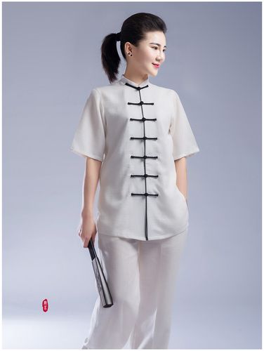 陈英太极服棉麻争风华2022年新夏季太极服男女短袖中国风类薄棉麻武术