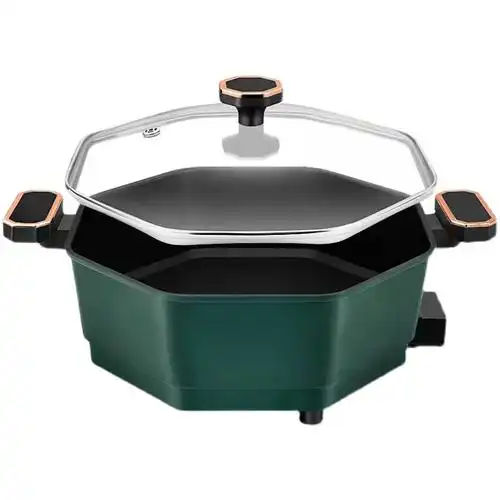 八角网红多功能火锅不粘锅韩式电热炖锅家用电平底锅电热火锅