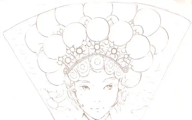 【板绘】【线稿】刀马旦扇面,尝试用数位板画出水彩的效果_哔哩哔哩