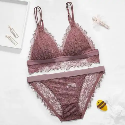 图书>两性关系>性>图书其它>无钢圈内衣女超薄款性感三角杯文胸套装