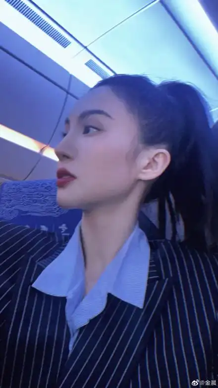 金晨衣架子身材真厉害,千鸟格垫肩西装搭黑色高腰阔腿裤,既优雅知性又