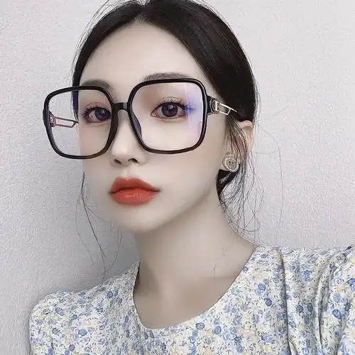 韩版2021新款黑色粗框方形眼镜女防蓝光眼镜框架潮大框显瘦近视镜