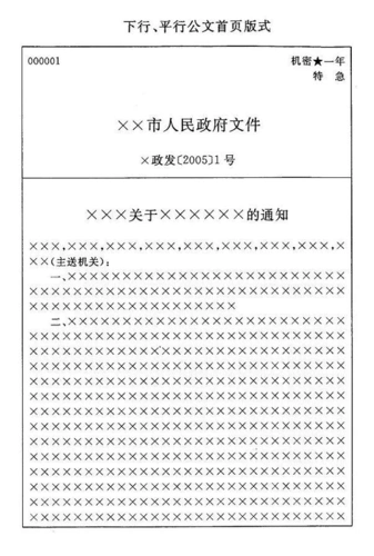 下行文平行文板式