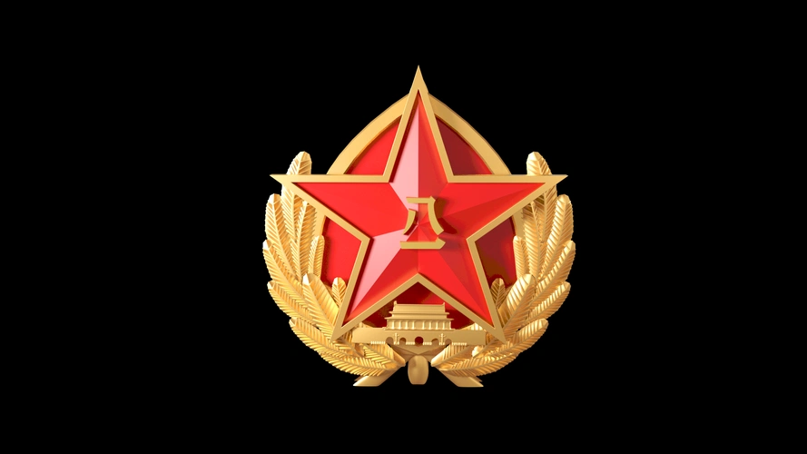 八一军徽旋转循环带通道视频素材