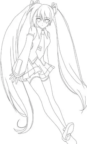 美女初音未来一些比较简单冬の夜ミク 初音未来 动漫美少女 壁纸 插画