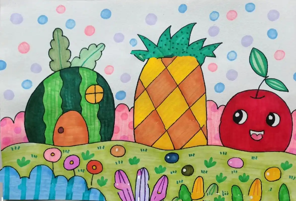 超简单入门级水果儿童画 适合中班的小朋友～简单好画