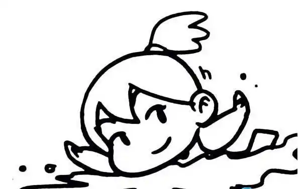 我来学游泳-卡通儿童游泳简笔画 运动人物简笔画