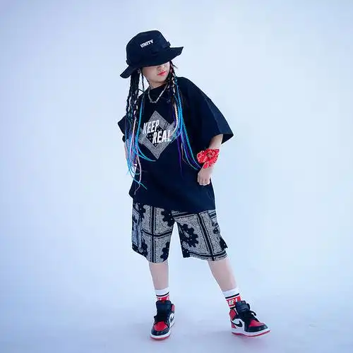 习舞六一儿童腰果嘻哈街舞套装男童小学生hiphop儿童演出服