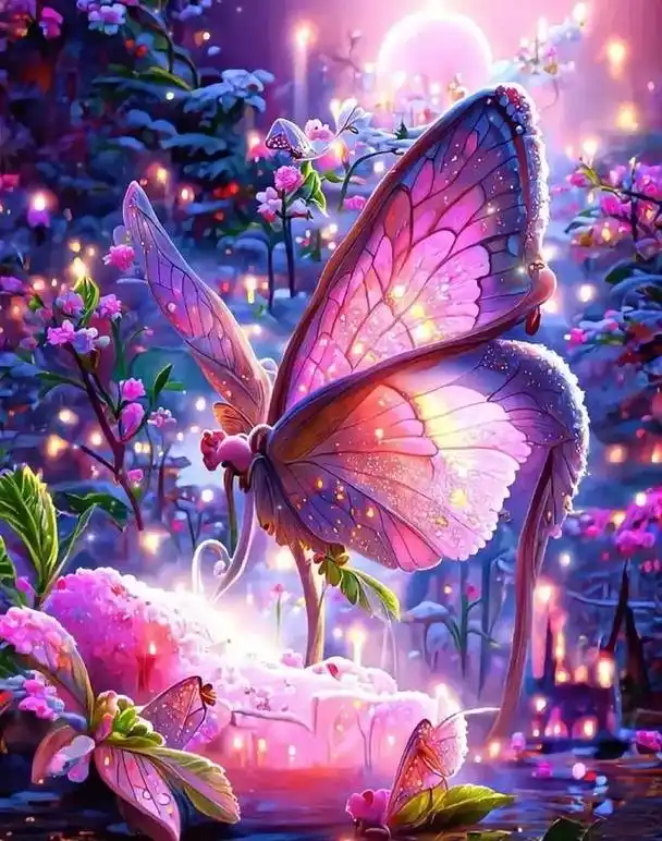 唯美图片〡梦幻蝴蝶,晚霞温柔,风也醉人