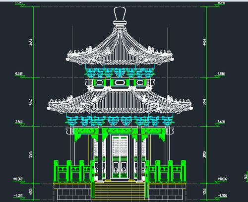 古建筑cad施工图重檐带斗拱钢混八角亭建筑结构全套cad设计素材