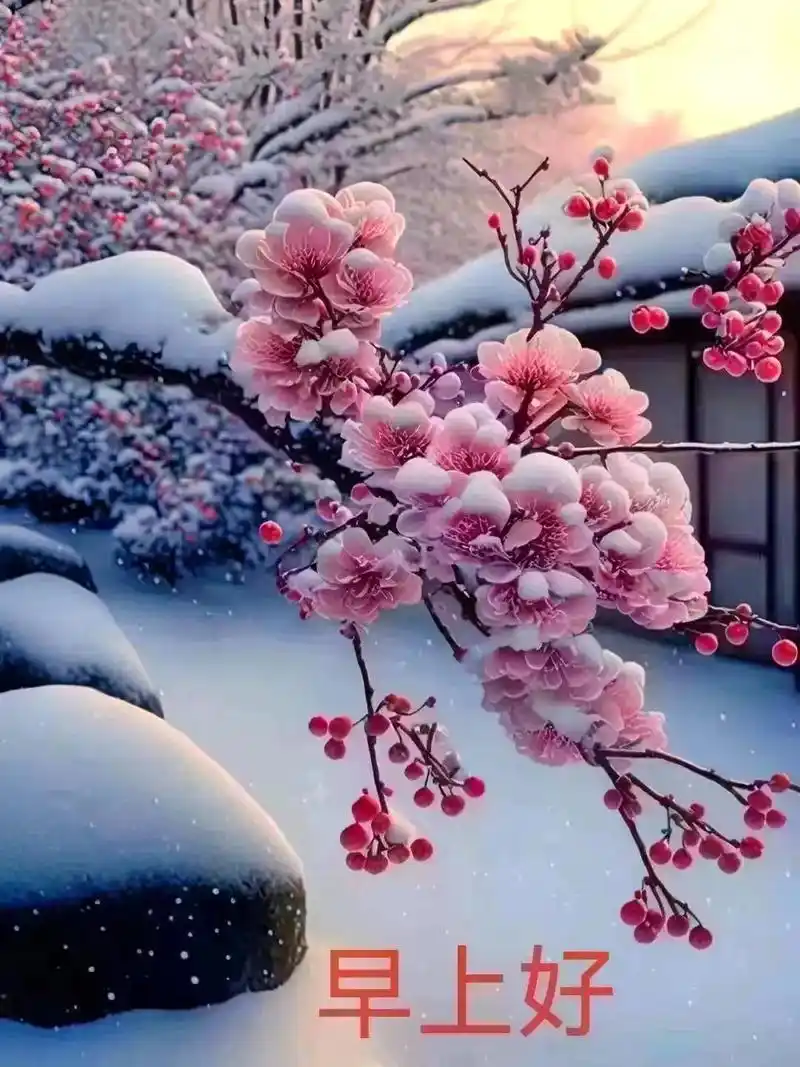 雪中梅花 #雪景美如画 - 抖音