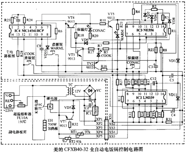美的cfxb40-32全自动电饭煲控制电路图